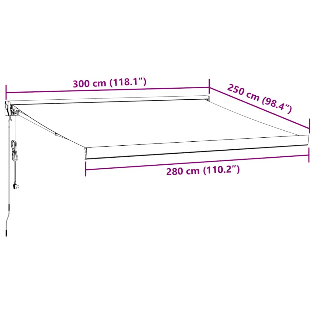 Luifel automatisch uittrekbaar 300x250 cm bordeauxrood