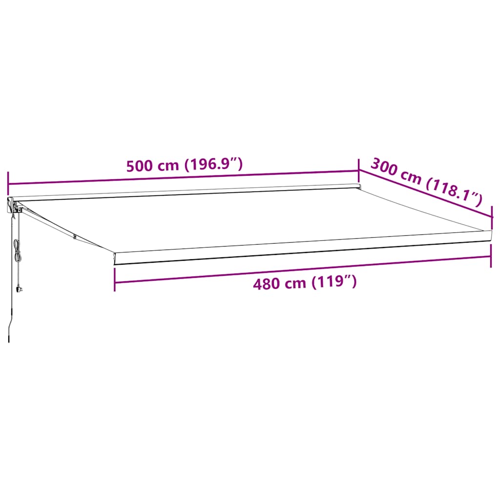 Luifel automatisch uittrekbaar 500x300 cm bordeauxrood