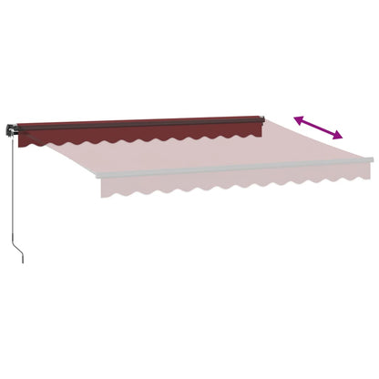 Luifel handmatig uittrekbaar met LED's 350x250 cm bordeauxrood