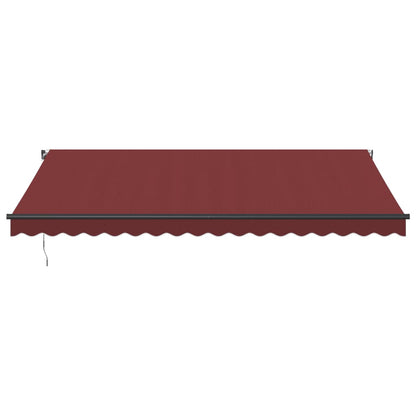 Luifel handmatig uittrekbaar met LED's 450x300 cm bordeauxrood