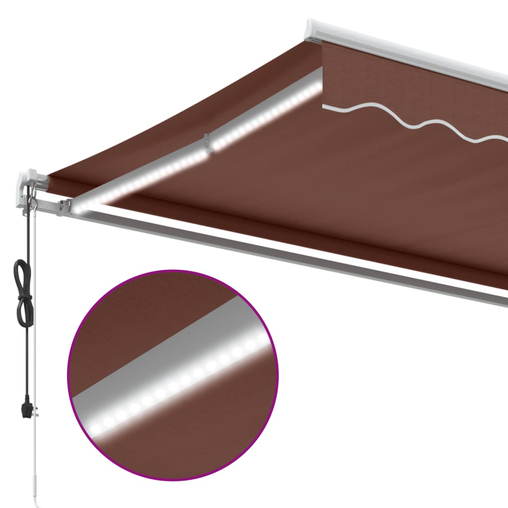 Luifel automatisch uittrekbaar met LED 300x250 cm bruin