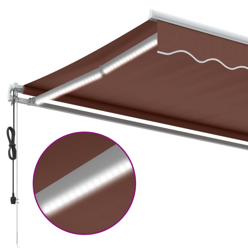 Luifel automatisch uittrekbaar met LED 450x350 cm bruin