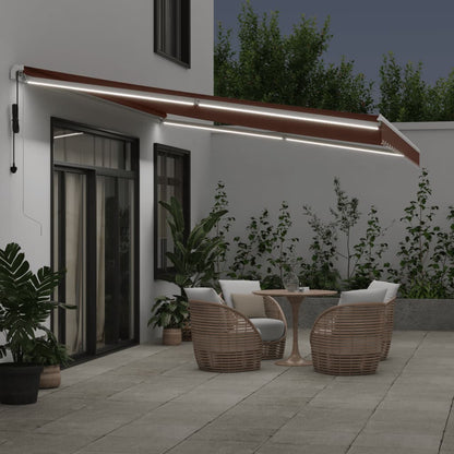 Luifel automatisch uittrekbaar met LED 500x350 cm bruin