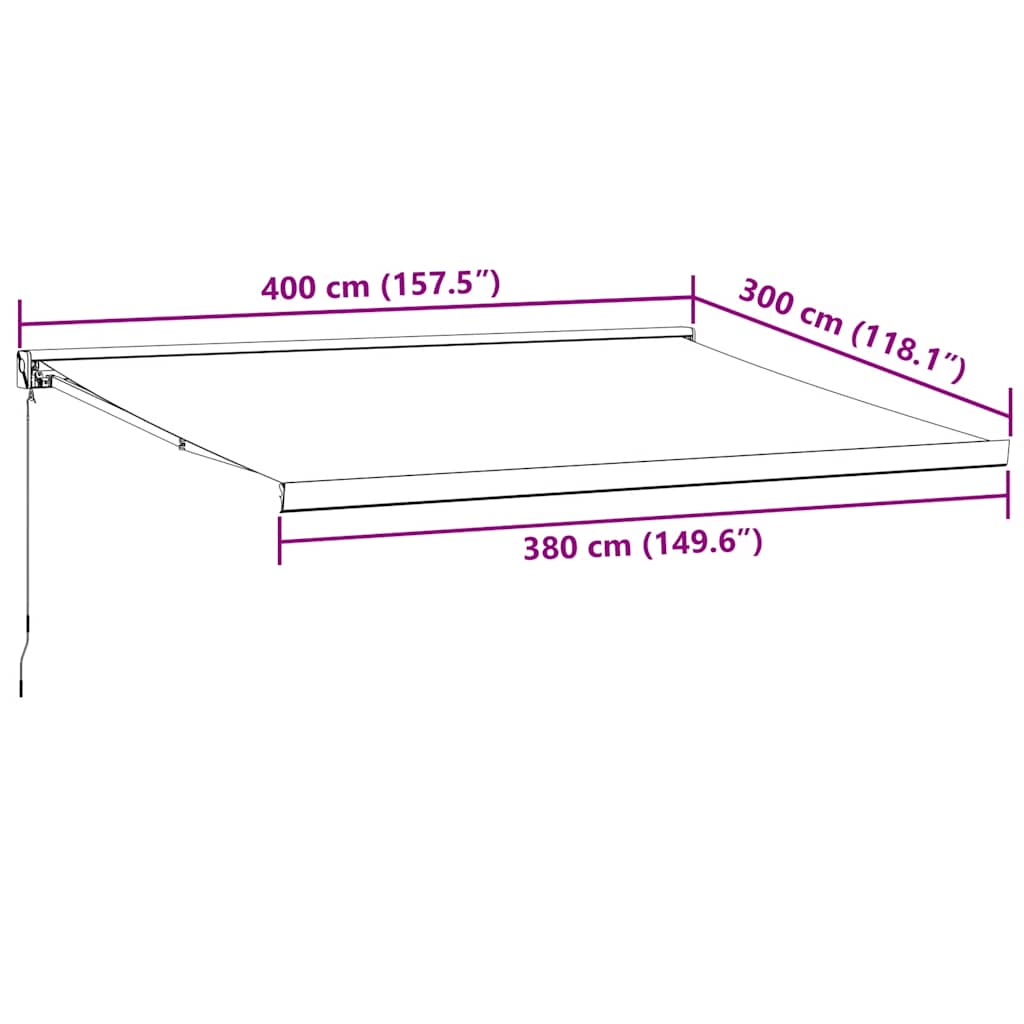 Luifel handmatig uittrekbaar 400x300 cm bruin