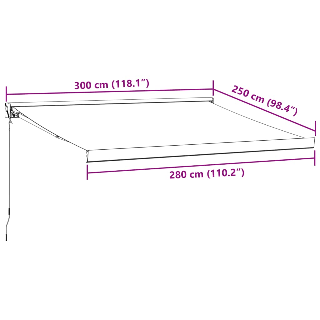 Luifel handmatig uittrekbaar 300x250 cm bruin