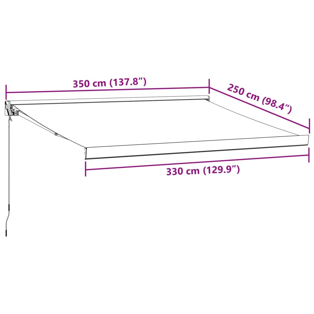 Luifel handmatig uittrekbaar 350x250 cm bruin
