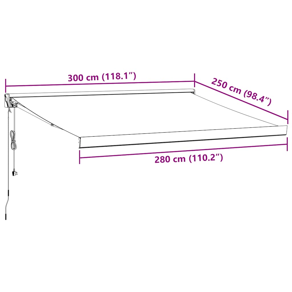 Luifel automatisch uittrekbaar 300x250 cm bruin