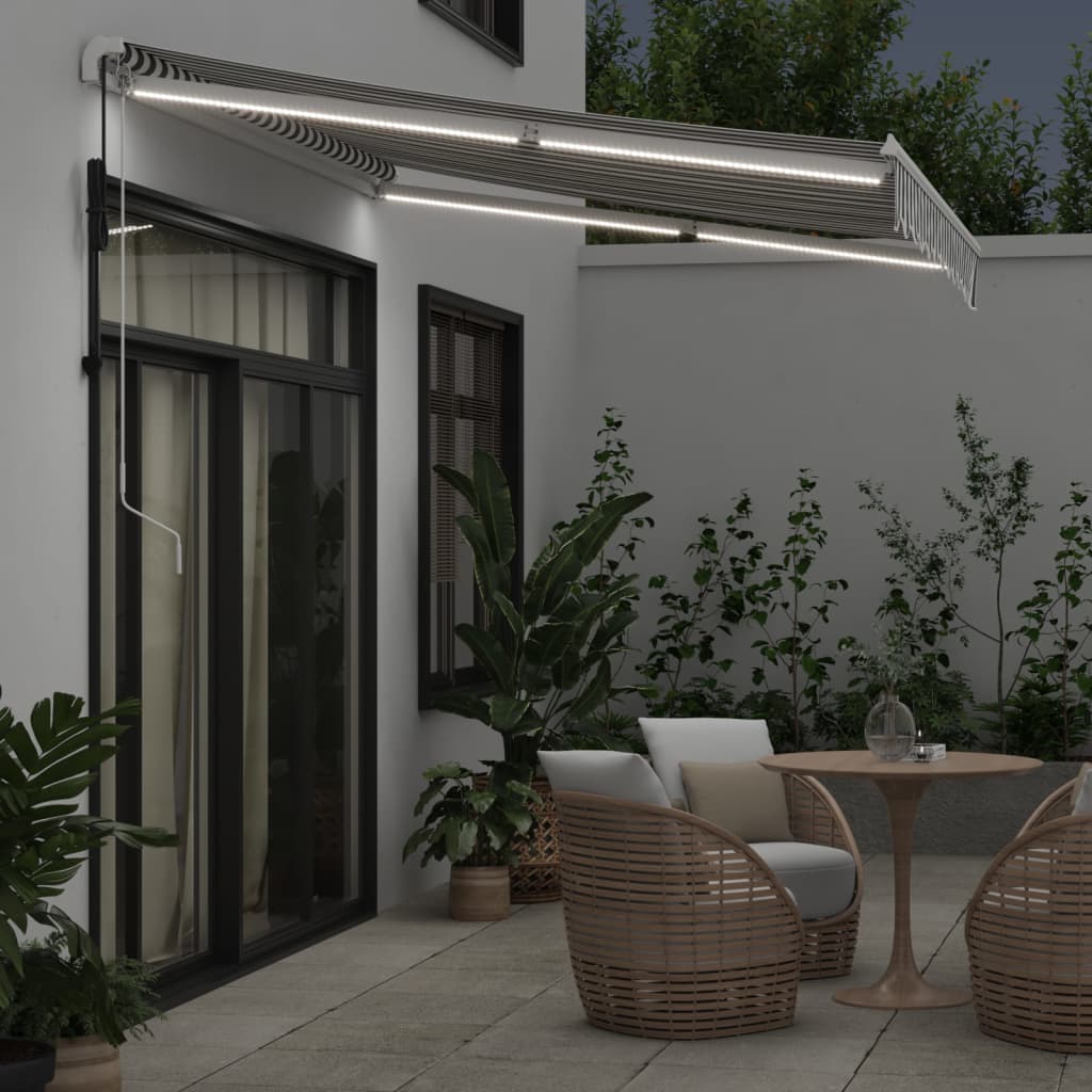 Luifel automatisch uittrekbaar LED 300x250 cm antraciet en wit