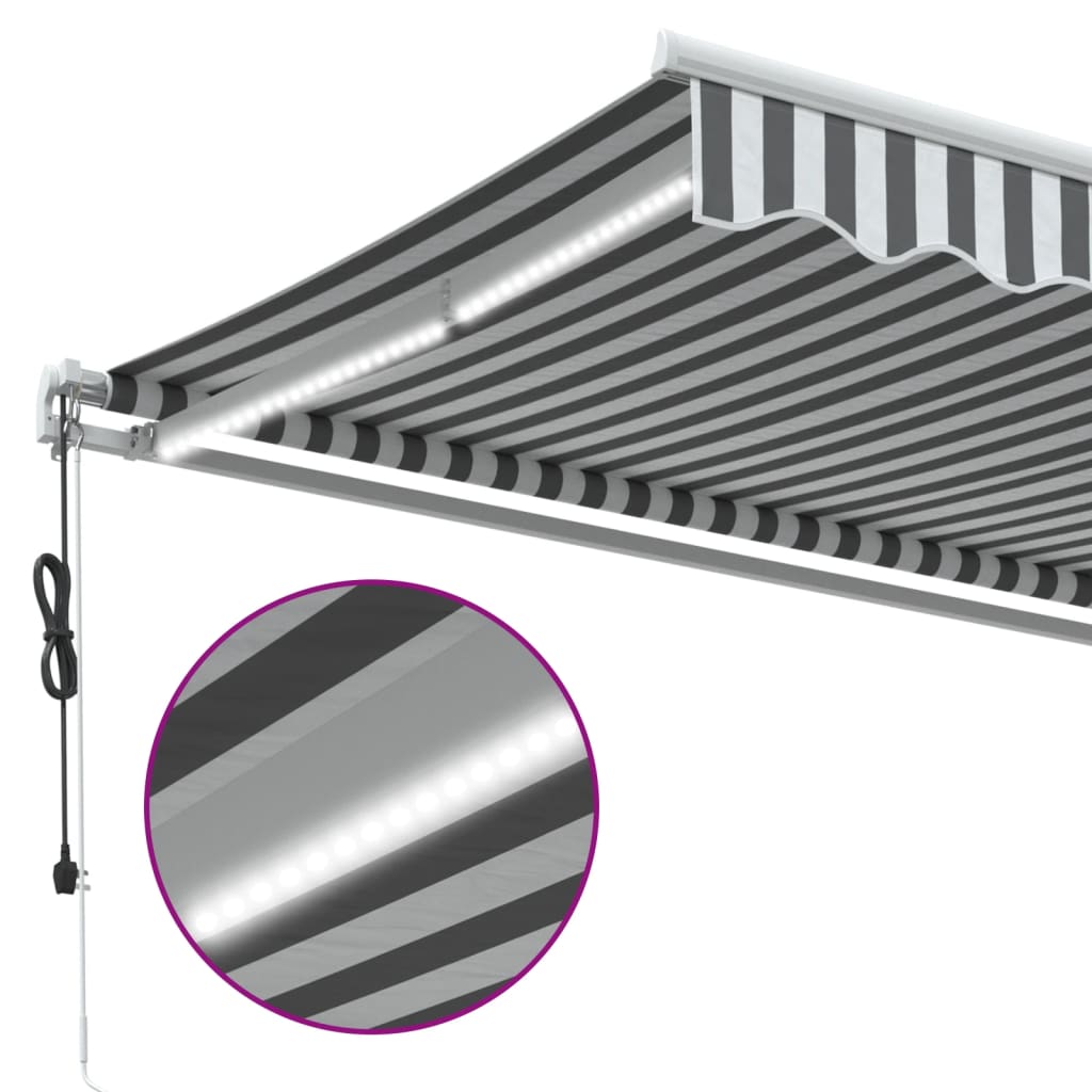 Luifel automatisch uittrekbaar LED 300x250 cm antraciet en wit