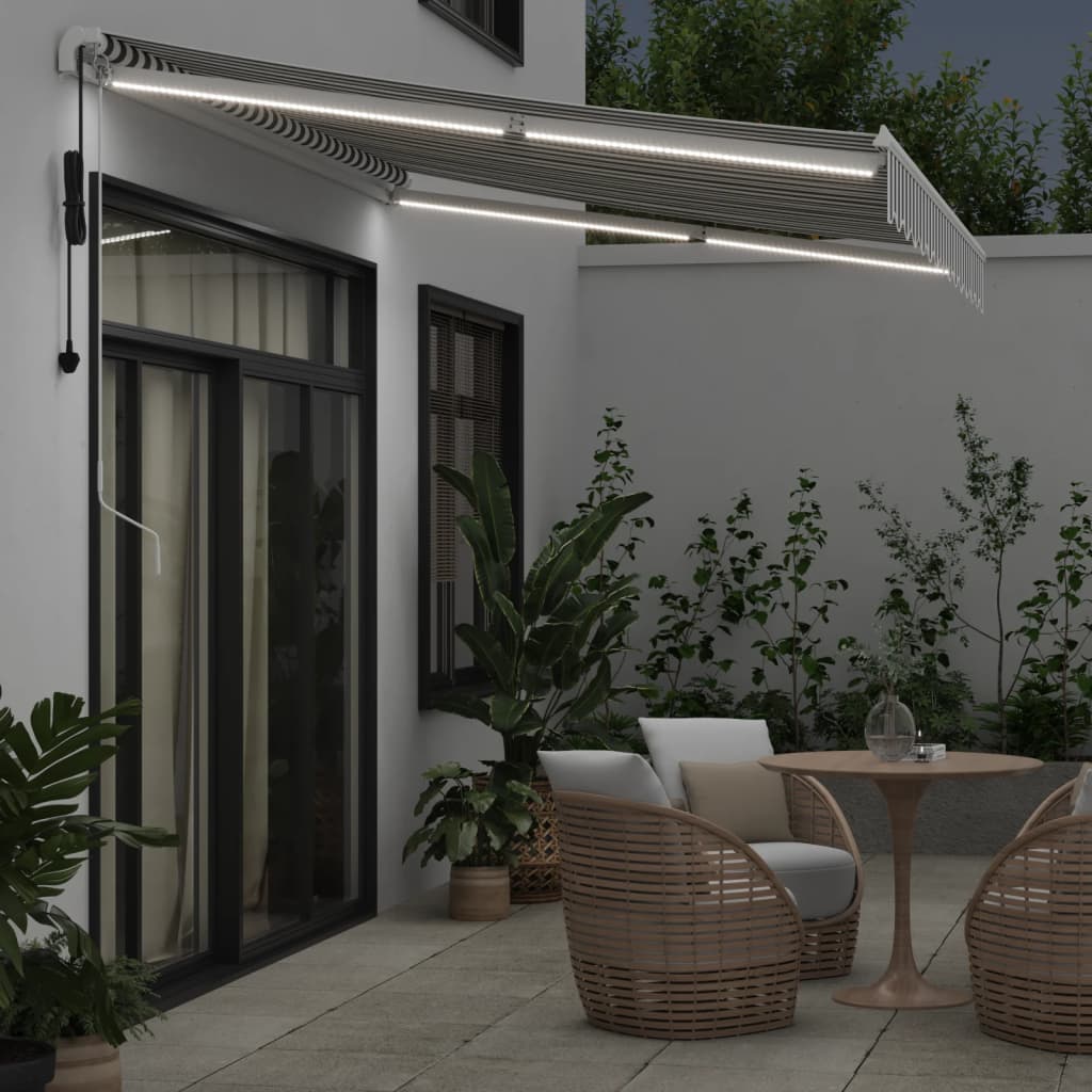 Luifel automatisch uittrekbaar LED 350x250 cm antraciet en wit