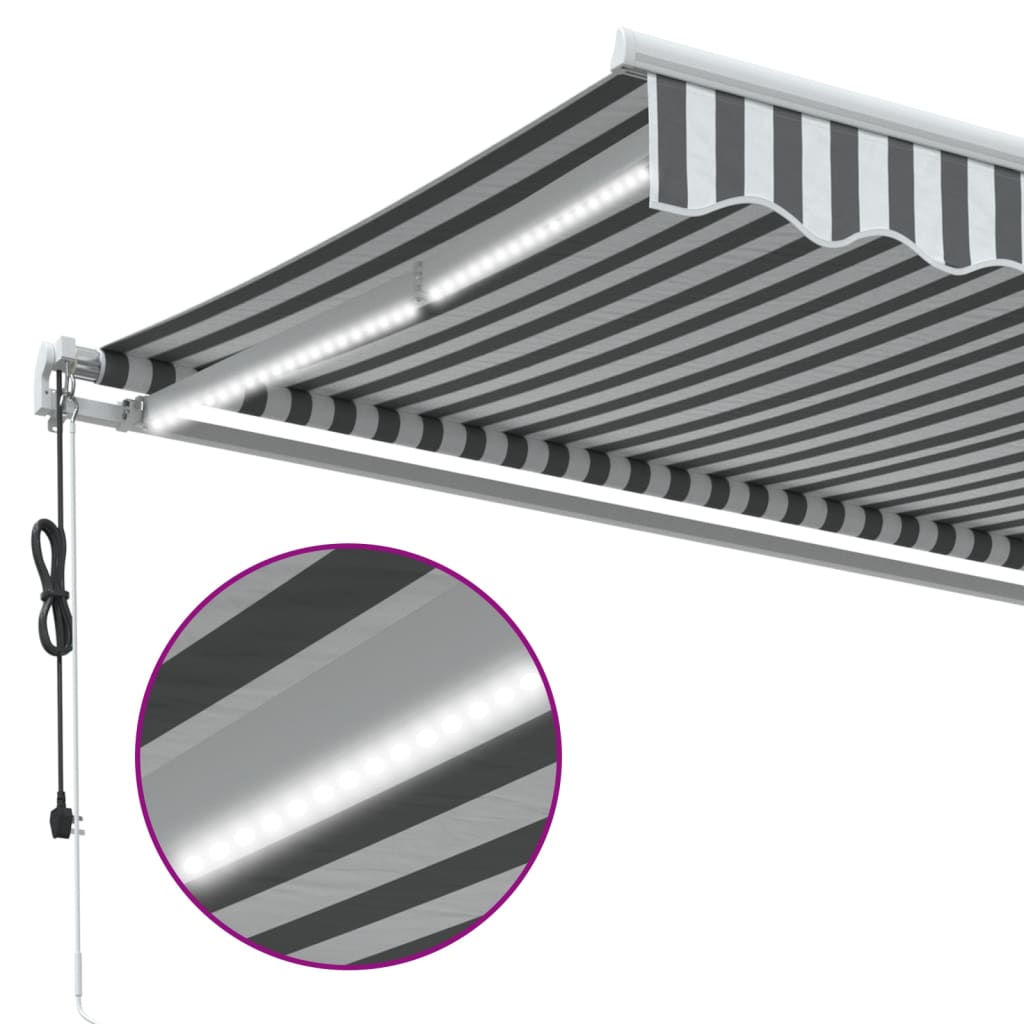 Luifel automatisch uittrekbaar LED 350x250 cm antraciet en wit