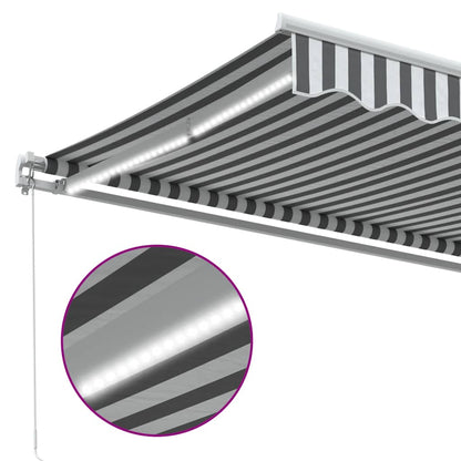 Luifel handmatig uittrekbaar en LED 600x300 cm antraciet en wit