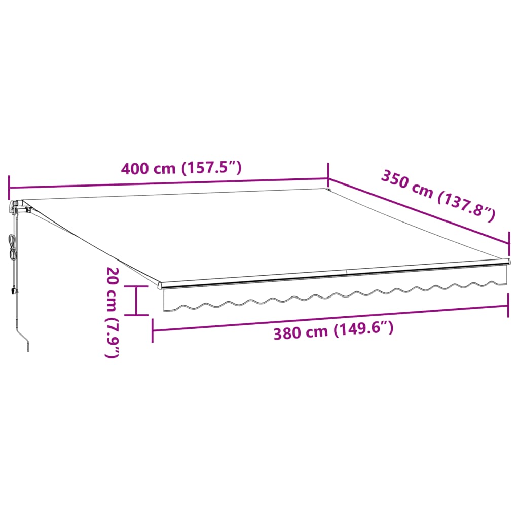 Luifel automatisch uittrekbaar 400x350 cm antraciet en wit