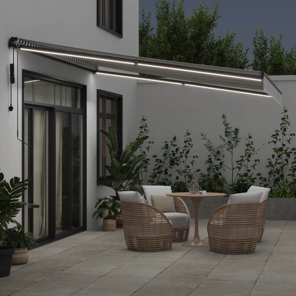 Luifel automatisch uittrekbaar LED 400x350 cm antraciet en wit