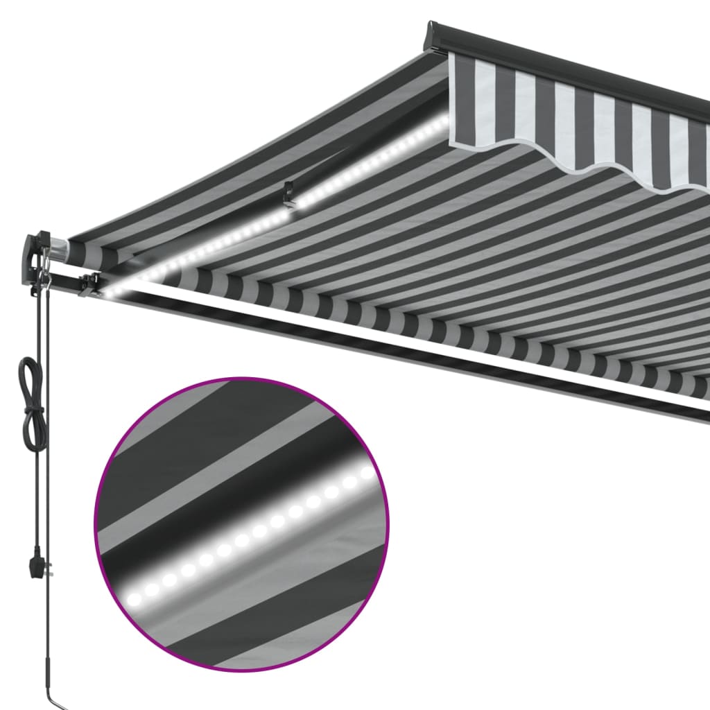 Luifel automatisch uittrekbaar LED 450x350 cm antraciet en wit