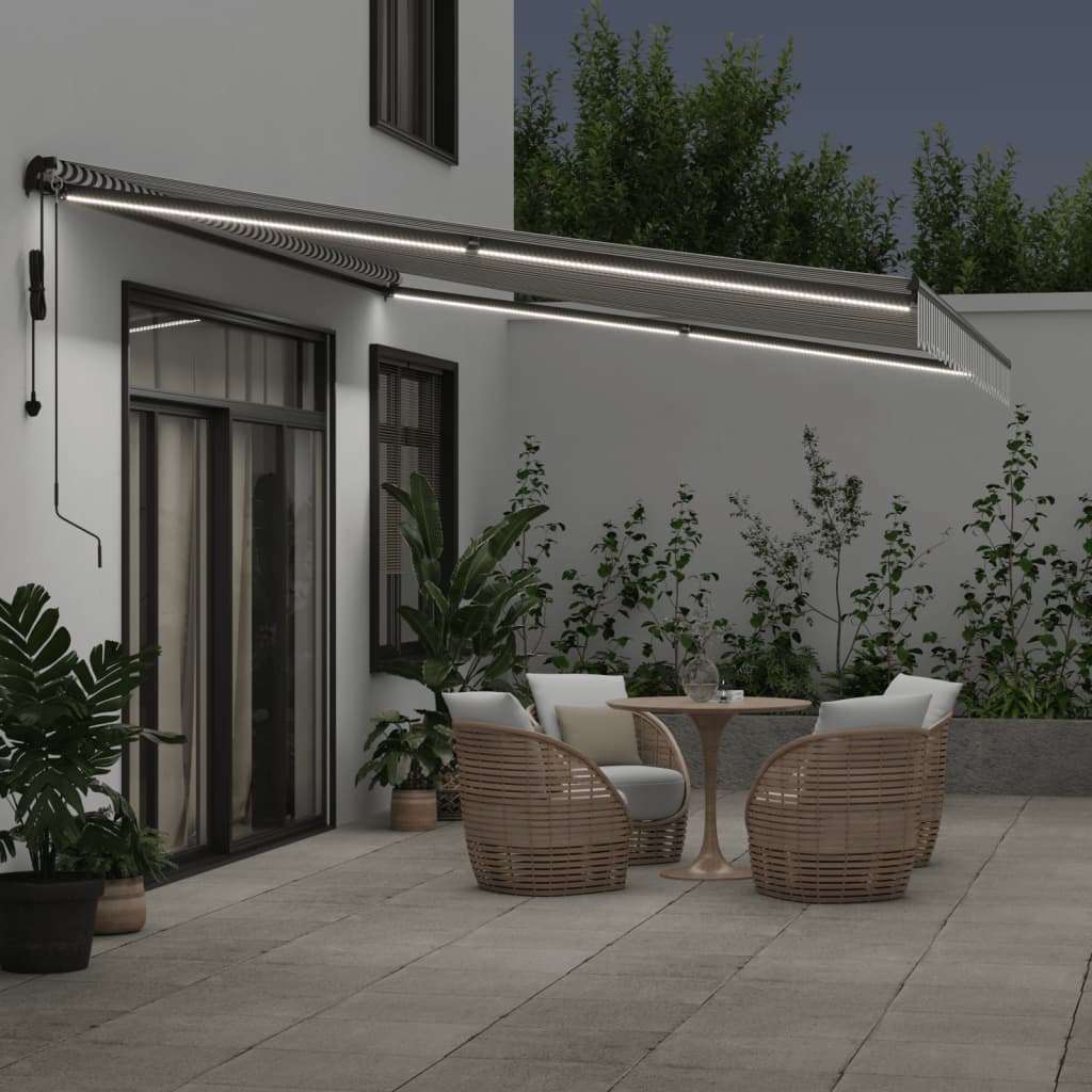 Luifel automatisch uittrekbaar LED 500x350 cm antraciet en wit
