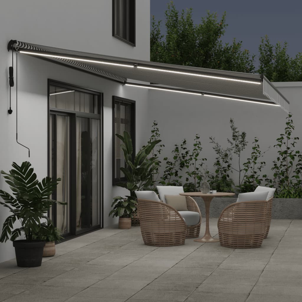 Luifel automatisch uittrekbaar LED 600x350 cm antraciet en wit
