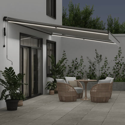Luifel automatisch uittrekbaar LED 600x350 cm antraciet en wit