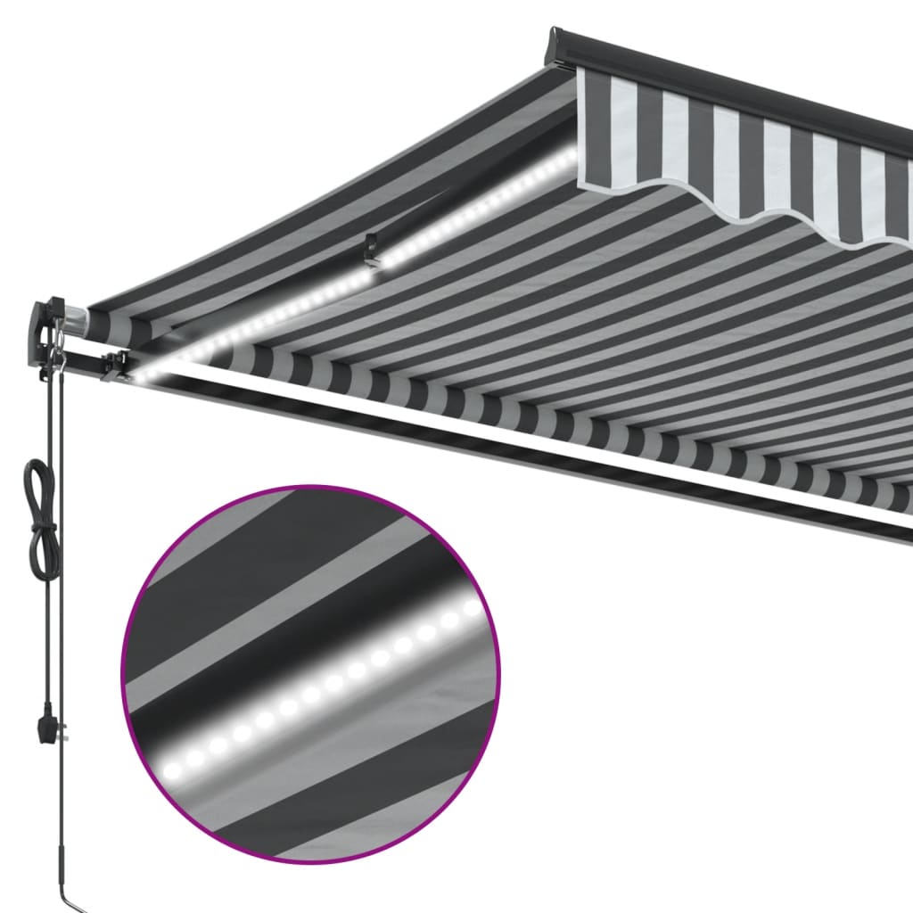 Luifel automatisch uittrekbaar LED 600x350 cm antraciet en wit