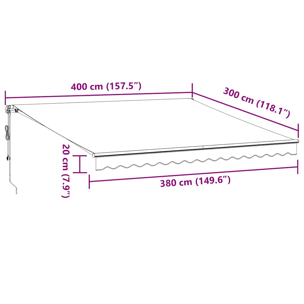 Luifel automatisch uittrekbaar 400x300 cm antraciet en wit