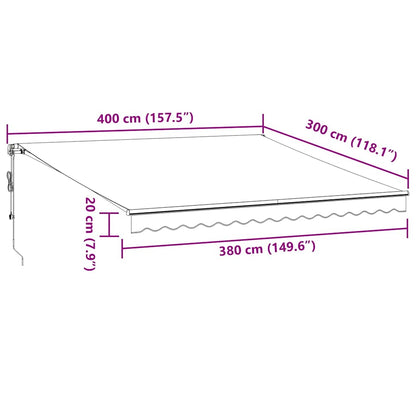 Luifel automatisch uittrekbaar 400x300 cm antraciet en wit