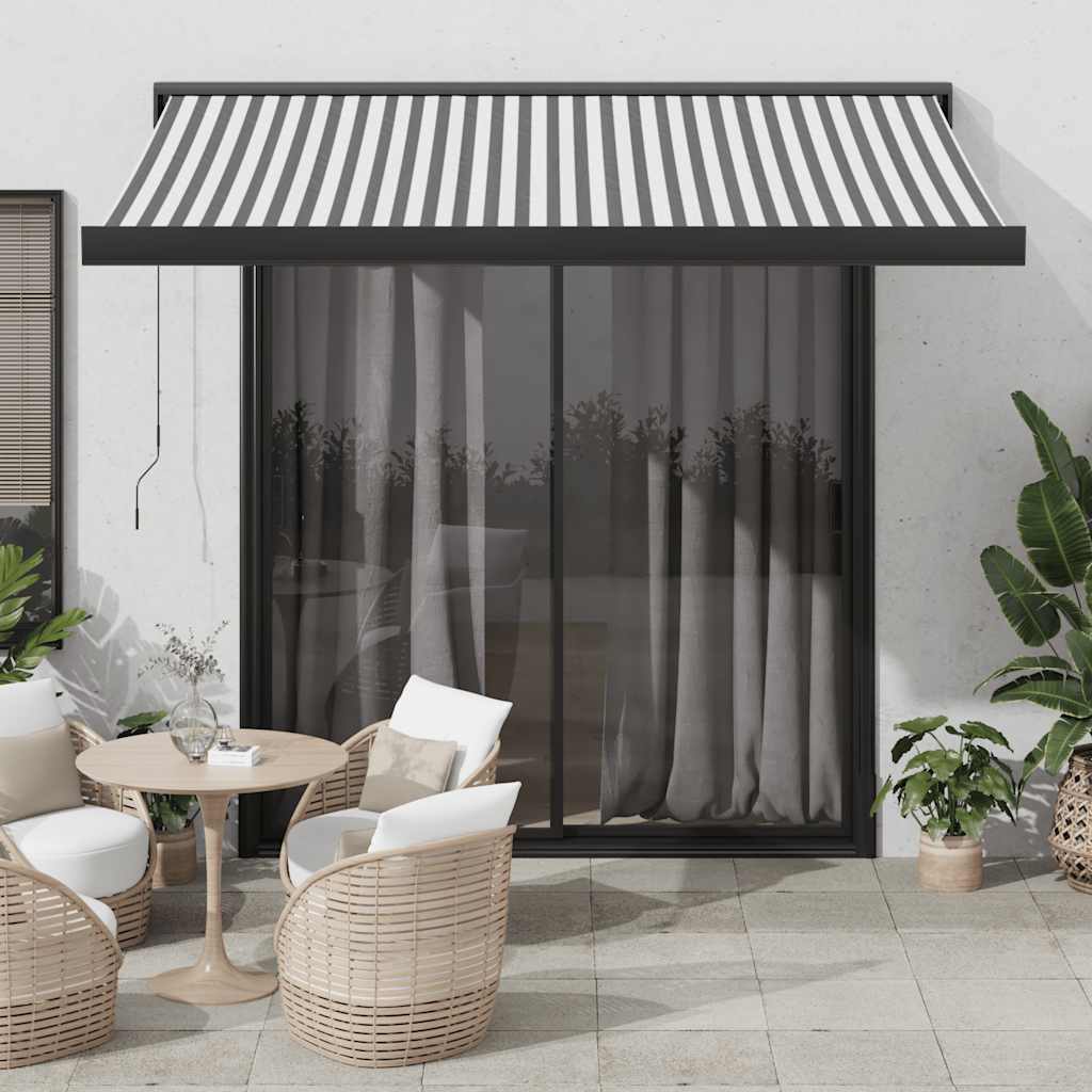 Luifel uittrekbaar 3,5x2,5 m stof en aluminium antraciet en wit