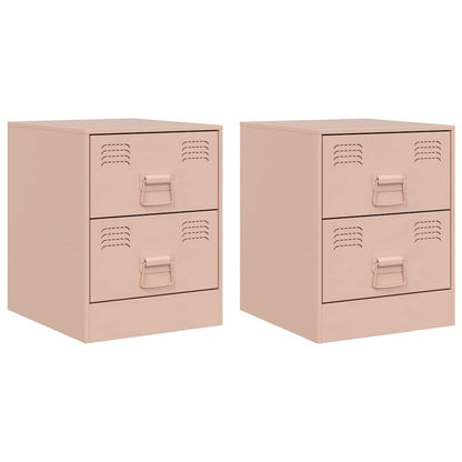 Nachtkastjes 2 st 34,5x39x44 cm staal roze