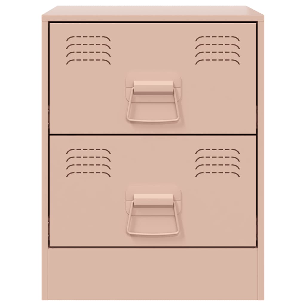 Nachtkastjes 2 st 34,5x39x44 cm staal roze