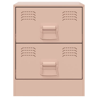 Nachtkastjes 2 st 34,5x39x44 cm staal roze