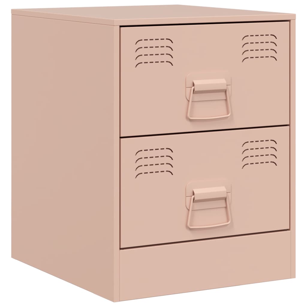 Nachtkastjes 2 st 34,5x39x44 cm staal roze