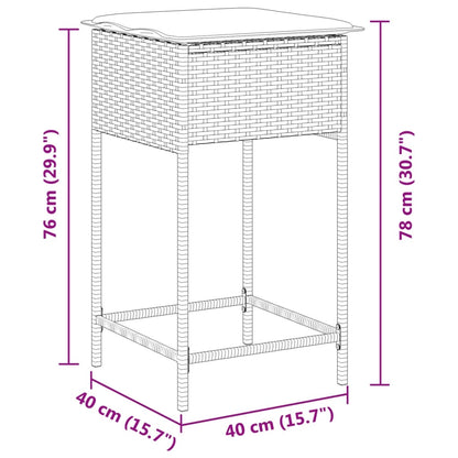 Tuinbarkrukken 2 st met kussens poly rattan beige