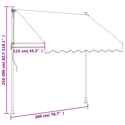 Luifel uittrekbaar 200x150 cm stof en staal antracietkleurig
