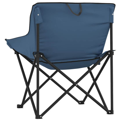 Campingstoelen 2 st met vakje inklapbaar blauw