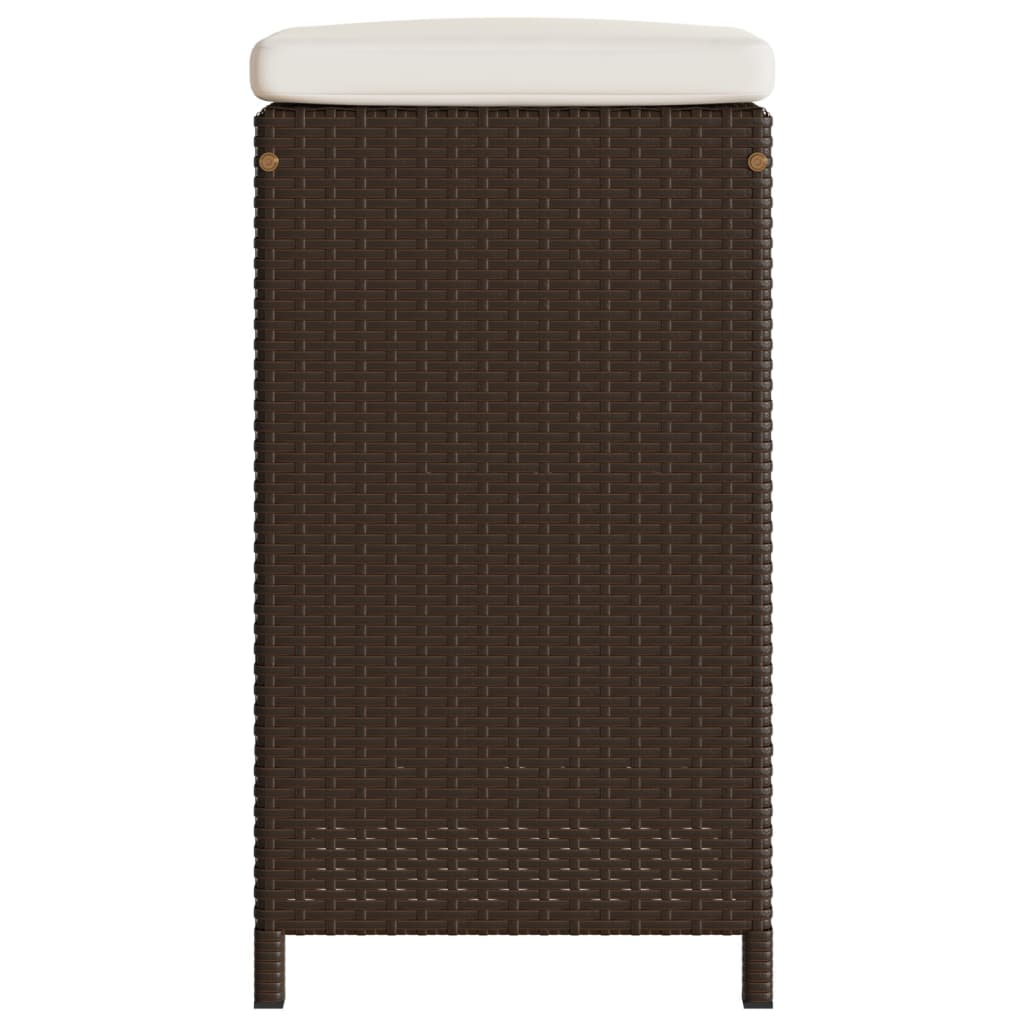 Tuinbarkrukken 2 st met kussens poly rattan bruin