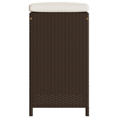 Tuinbarkrukken 2 st met kussens poly rattan bruin