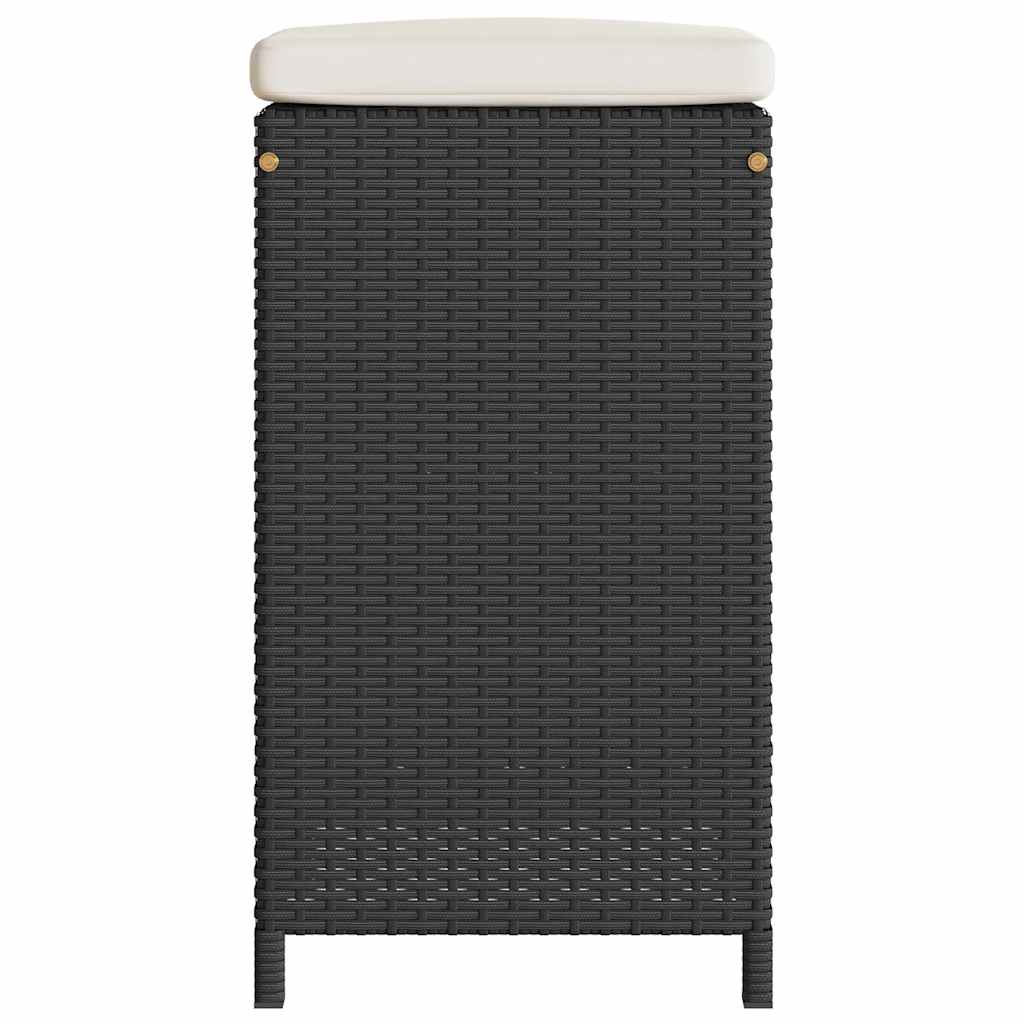 Tuinbarkrukken met kussens 2 st poly rattan zwart