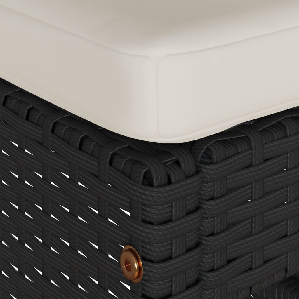 Tuinbarkrukken met kussens 2 st poly rattan zwart
