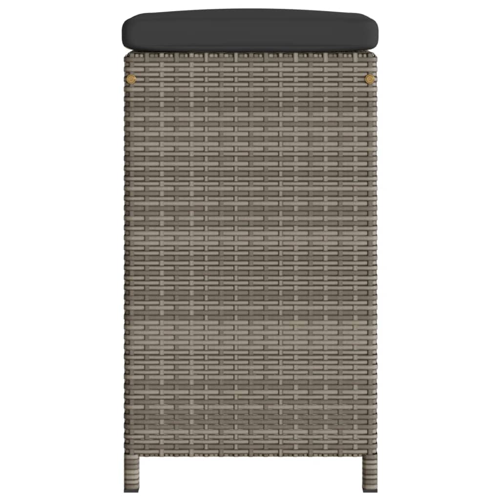 Tuinbarkrukken met kussens 2 st poly rattan grijs