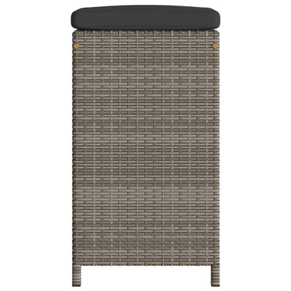 Tuinbarkrukken met kussens 2 st poly rattan grijs