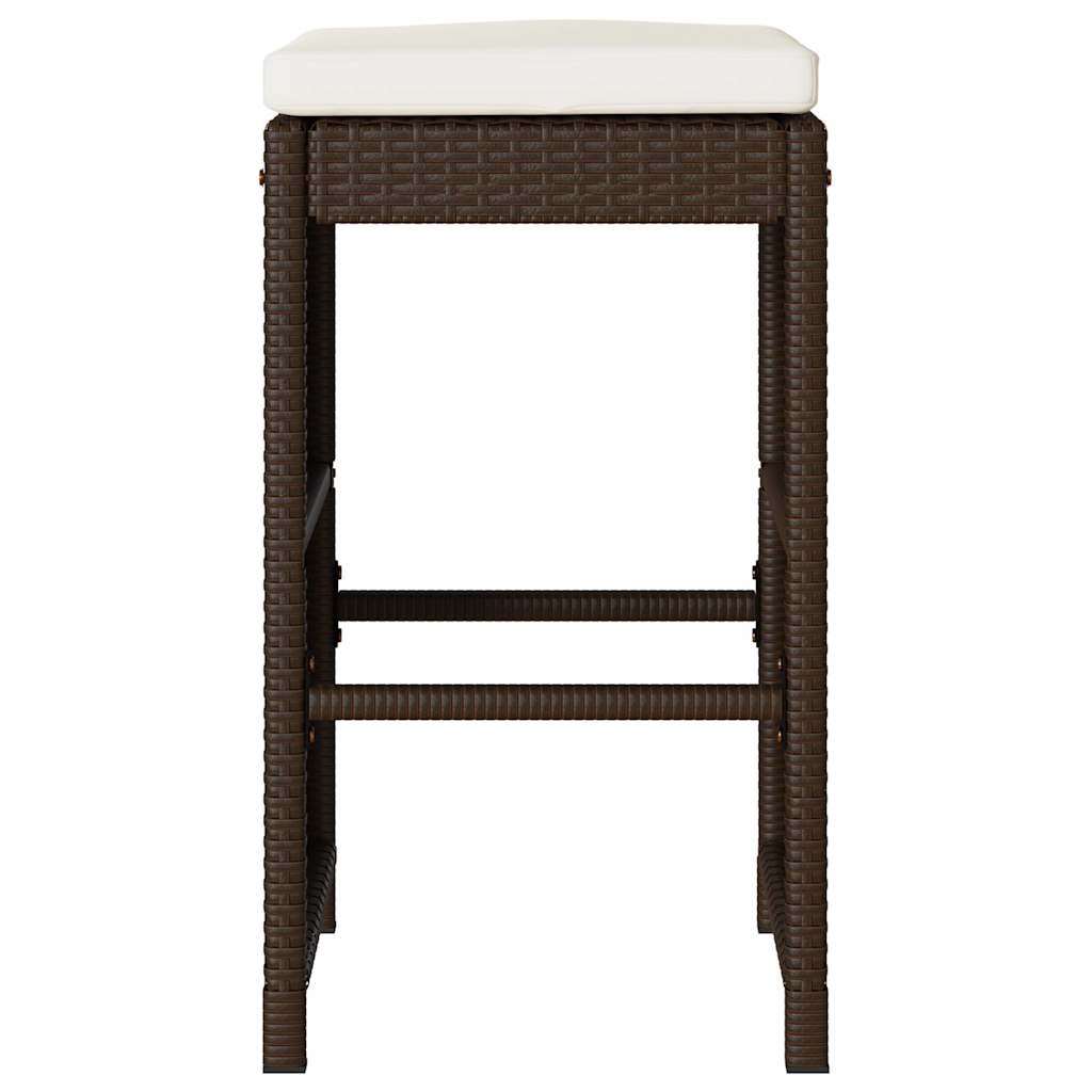 Tuinbarkrukken met kussens 4 st poly rattan bruin