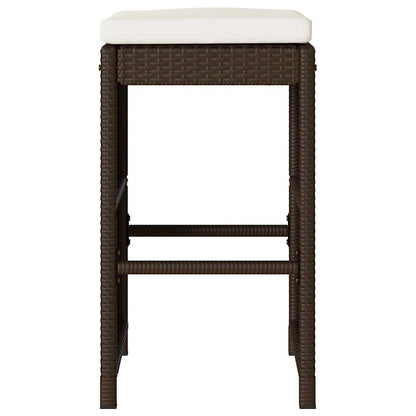 Tuinbarkrukken met kussens 4 st poly rattan bruin