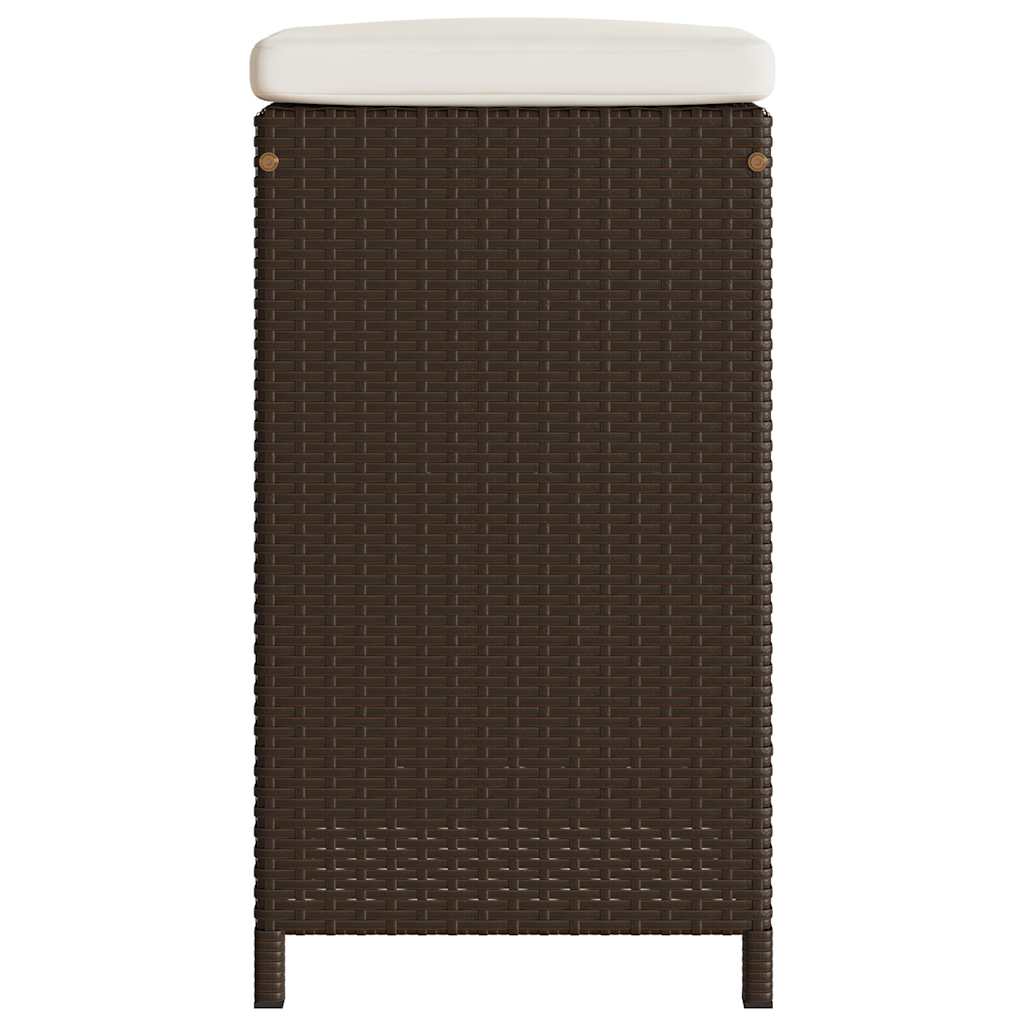 Tuinbarkrukken met kussens 4 st poly rattan bruin