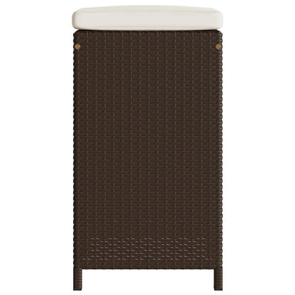 Tuinbarkrukken met kussens 4 st poly rattan bruin