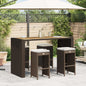 Tuinbarkrukken met kussens 4 st poly rattan bruin