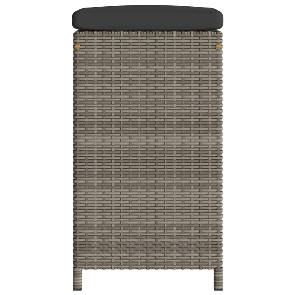 Tuinbarkrukken met kussens 4 st poly rattan grijs