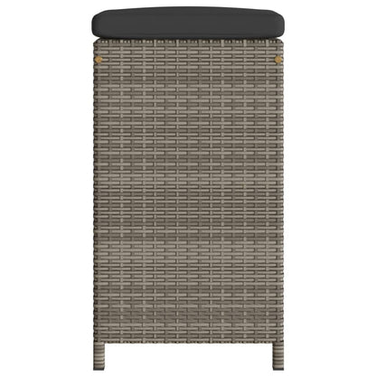 Tuinbarkrukken met kussens 4 st poly rattan grijs