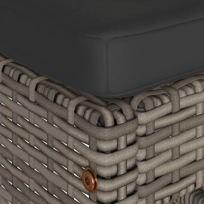 Tuinbarkrukken met kussens 4 st poly rattan grijs