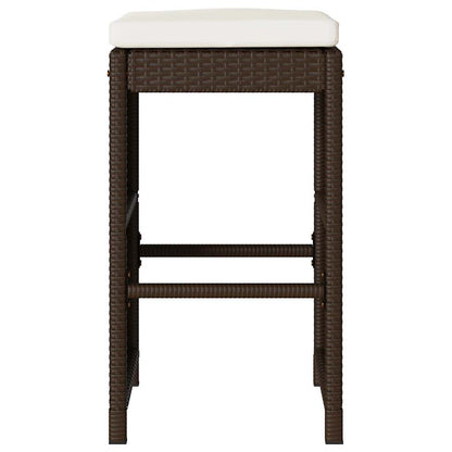Tuinbarkrukken 6 st met kussens poly rattan bruin