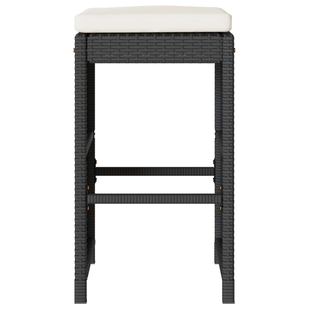 Tuinbarkrukken met kussens 6 st poly rattan zwart