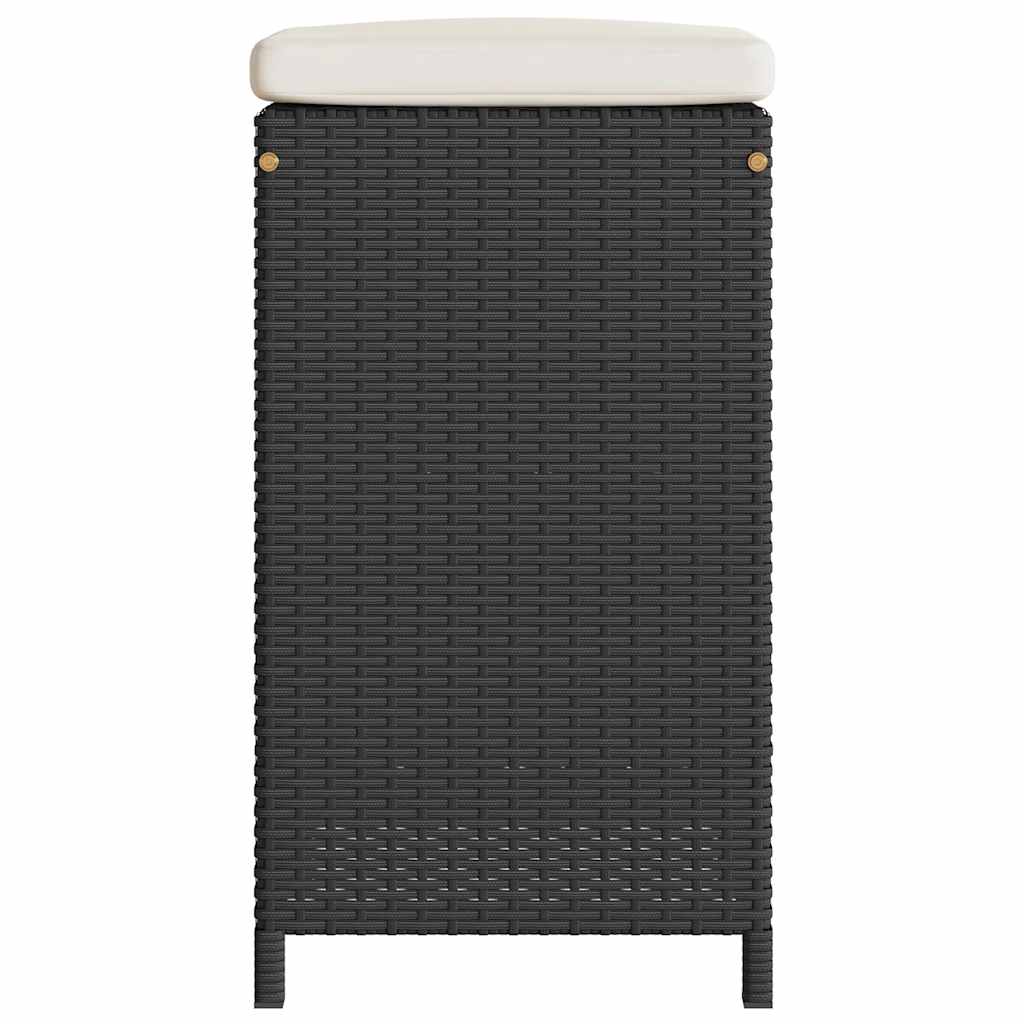 Tuinbarkrukken met kussens 6 st poly rattan zwart